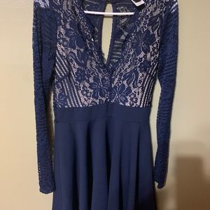 Navy lace mini dress